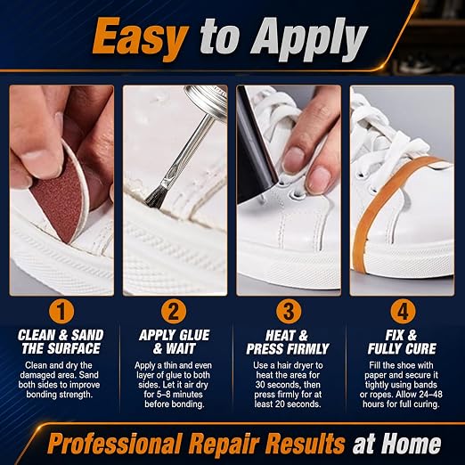 Shoe Cement 130ml, Shoe Repair Glue with Brush Applicator, Waterproof Glue for Shoes Repair for Fixing Separated Soles, Cracked Shoes, Sneakers, Boots, Leather and Rubber Bonding