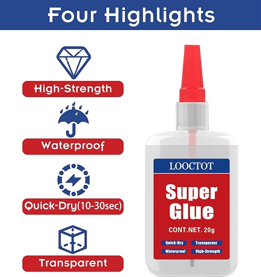 (2-in-1) Super Glue with Brush Applicator & Nozzle, 3D Printer Thick Glue for All Plastics and Fast Setting for Projects and Repairs,3000 CPS Clear Cyanoacrylate Glue, Mess Free Superglue Brush