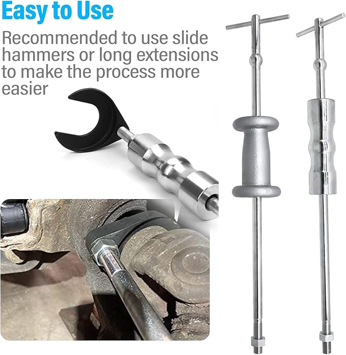 63mm Inner CV Axle Puller Removal Tool with Nut, Front Wheel Drive Axle Pulley Attachment, CV Joint Fork Adapter Fits Slide Hammers with 5/8"-18 Threads, CV Joint Axle Removing Tool