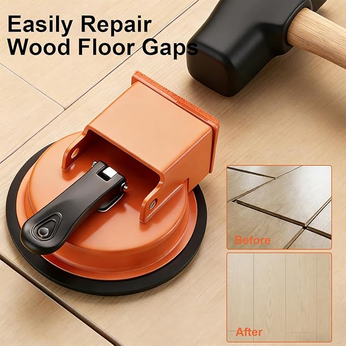 Floor Gap Fixer Tool, Heavy Duty Floor Gap Fixer Tool with 5 PCS Sticky Pads, Enhanced Vacuum Suction Cup, Flooring Gap Repair Tool for Laminate, Vinyl, Wood & Tile Flooring