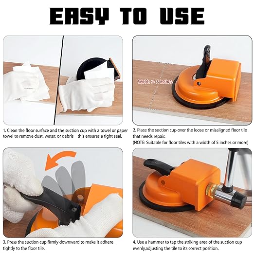 Heavy Duty Floor Gap Fixer Tool, Plank Grabber with Suction Cup(D: 4.84 Inch), Flooring Gap Repair Tool for Wood, Tile, Vinyl, Laminate Flooring Tools, Ideal for Smooth Surfaces of 5 Inches and Above