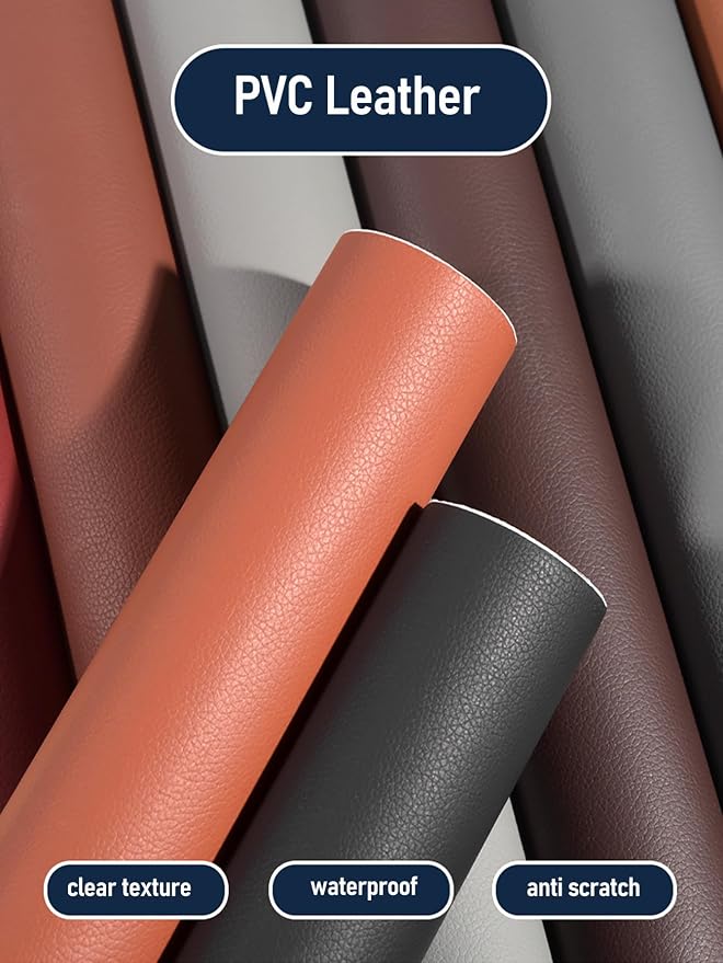 Leather Repair Kit for Furniture, 16x40 inch Self Adhesive Leather Repair Patch for Couches, Chairs, Car Seats, Cabinets, Handbags, Waterproof and Wear-Resistant Vinyl Repair Kit, Beige