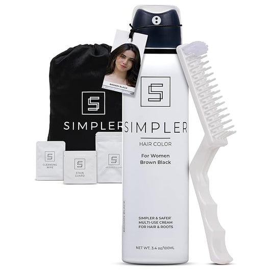 Simpler Hair Color for Women Permanent Ammonia Free Hair Dye for Gray Coverage - Natural Looking Hair Color for Sensitive Scalp - Long Lasting Brown Black Hair Dye