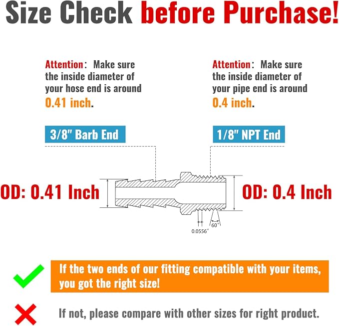SUNGATOR Hose Barb Fittings 3/8 Inch Barb × 1/8 Inch NPT, Brass Air Hose Fittings, 3/8" to 1/8" NPT Male Air Line Repair Connector Kit, Brass Male Thread Pipe Adapter (2 Pack)