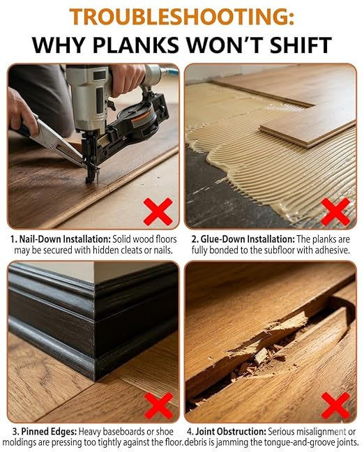 Heavy Duty Floor Gap Fixer Tool with Suction Cup, Iron Floor Gap Repair Tool for Laminate and Vinyl Plank (LVP) Flooring, 45 Degree Striking Surface Plank Grabber for Seam Repair