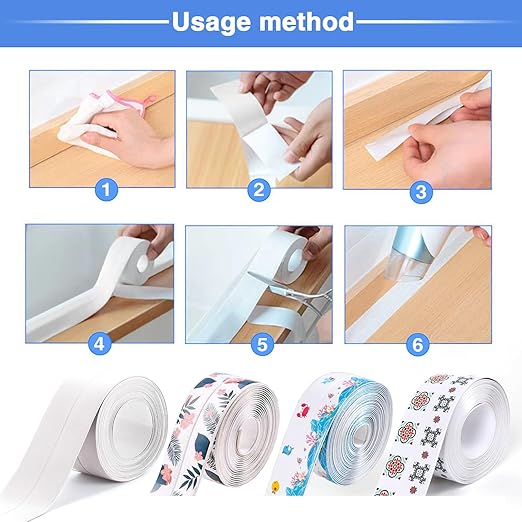 Self Adhesive Sealing Tape, Bathroom Waterproof Sealing Strip, Traditional Sealant Substitute, Suitable for Kitchen, Bathtub, Bathroom, Wall Corner, Decoration and Renovation (A, 1.5" x 16.5Ft)
