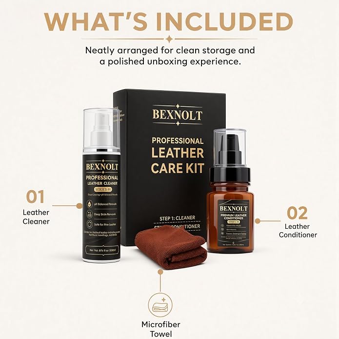 Leather Care Kit, Cleaner and Conditioner with Microfiber Towel