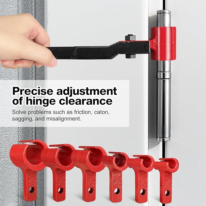 Door Hinge Adjustment Tool Set - 6 in 1 Precise Hinge Gap Adjustment Wrench for Residential and Commercial Doors Reinforced Steel Design Door Hinge Tool for Door Alignment Repair and Installation