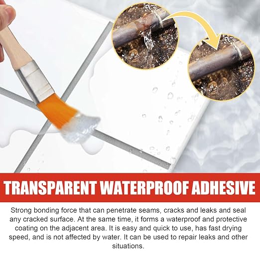 Transparent Waterproof Coating,Invisible Waterproof Indoor and Outdoor Clear Sealant for Roofs, Walls, Shower,Garden, Basement,Leak Prevention and Repair Agent (1)