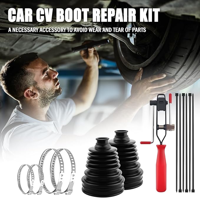 2PCS Thick Silicone Car CV Boot Repair Kit with CV Boot Clamp Tool for 2.42"/3.02"/3.52" Calibers,Cuttable CVs Axle Boots Repair Kit for Dust Protection,Upgraded CVs Joint Boots Kits