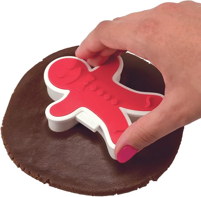 Tovolo Gingerbread Boys Templates Reverse, Dishwasher Safe, Set of 6 Cookie Stamps with Cutter