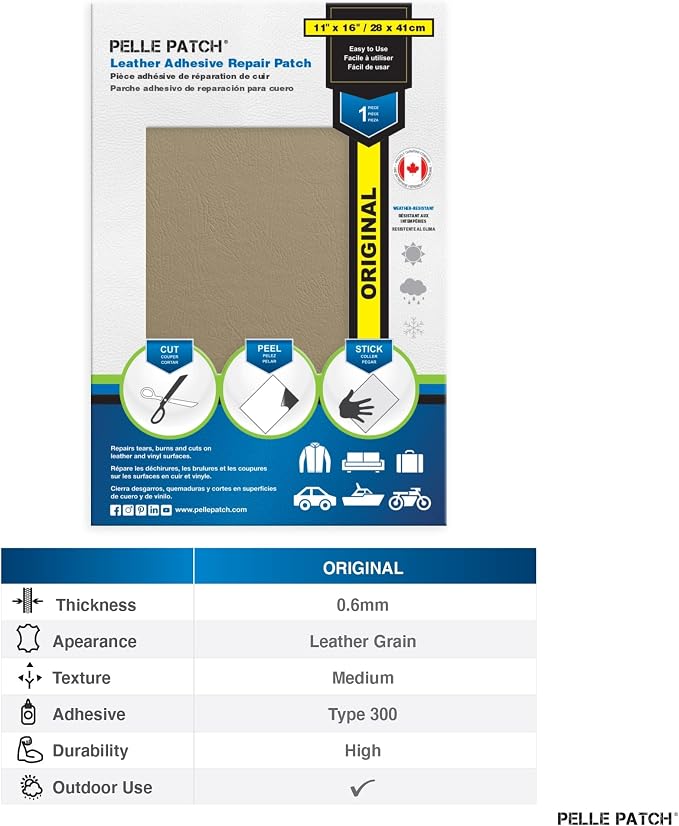 Beige Leather Repair Kit - 25 Colors Available - Original 11x16 - Beige