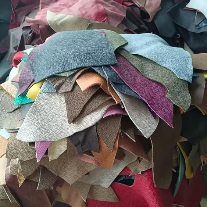 Leather Scraps, 0.8-1.4mm (2-3.5oz) Thick Genuine Cowhide Scraps, Leather Scrap for Tools/Crafts/DIY, Mixed Colors,Leather for Crafting (Thin,1000 Grams)
