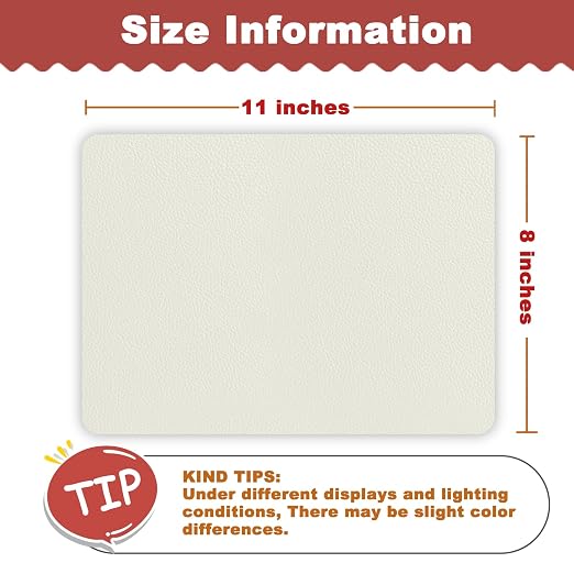 GEYYANG Leather Repair Patch, 8" x 11" x 3PCs Self Adhesive Leather Repair Kit for Furniture, Car Seats, Office Chair, Sofa, Couch, Vinyl Repair Tape(Rice White - Litchi Grain)
