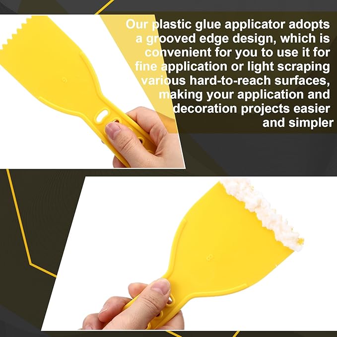 Lothee Adhesive Spreader Plastic Notch Trowel with Handle Adhesive Barrier Spreader Tool in 3 Sizes Notched Glue Applicator Kits for Automotive Body Fillers Putties Glazes Epoxy Resin Caulk Glues