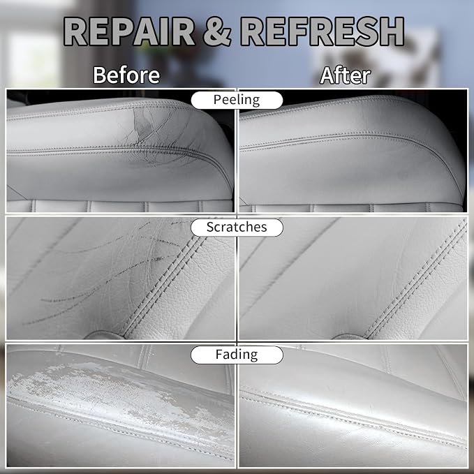 Gray Leather Recoloring Balm,Leather Couch Scratch/Stain Remover,Leather Repair kit for Vinyl Furniture and Car Interior,Leather Dye Paint for Scratched and Faded Leather Couches