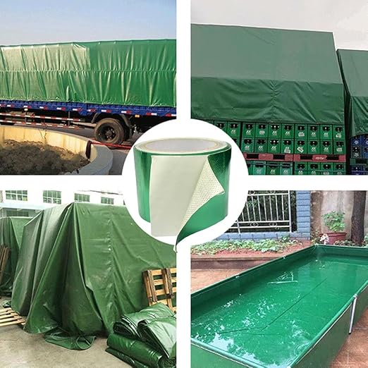 Waterproof Tape Heavy Duty, Tear Resistant Adhesive Tape for Outdoor Repair, Strong Duct Tape for Canvas, Tarp, Tent, Boat Cover, Awning, Vinyl, Plastic - All Weather UV Resistant Patch Kit, Green