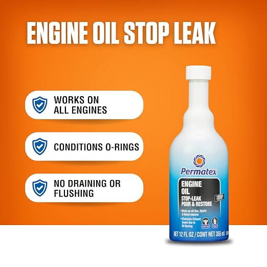 Permatex 30302 Engine Oil - Stop Leak, 12 fl oz, Effectively Stops and Prevents Oil Leaks and Burning Without Needing to Dismantle