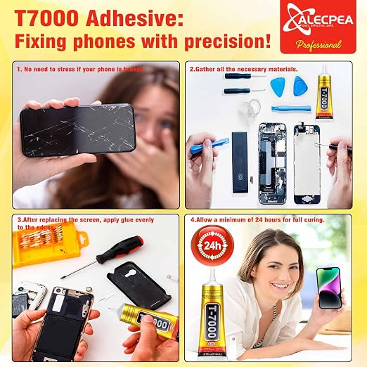 ALECPEA Upgrade T-7000 Black Adhesive Glue - 2PCS 110ml | High-Performance Waterproof Adhesive for Precision Repairs, Perfect for Phone, Electronics, Jewelry, and Crafts