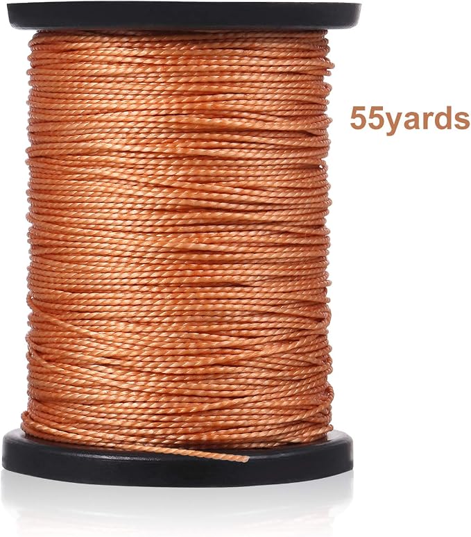 WILLBOND 6 Pieces Leather Sewing Awl Needle with Copper Handle, Upholstery Repair Kit 50 M Nylon Cord Thread and 2 Pieces Thimble for Handmade Leather Sewing Tools Shoes and Repair