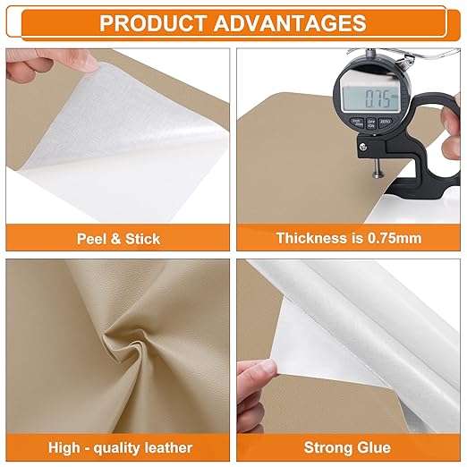 Leather Repair Tape Patch, 17" x 79" Self Adhesive Leather Patches for Furniture,Vinyl Repair Kit for Car Seat, Couch, Chairs, Boat Seat, Sofa Classic Red Brown