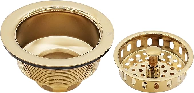 Westbrass D214-01 3-1/2" Post Style Large Kitchen Sink Basket Strainer, Polished Brass