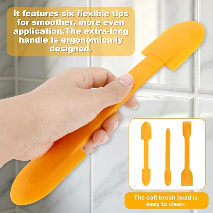 6pcs Caulking Tool, Reusable Sealant Spatula Spreader 3 Sizes Grout Caulk Finishing Tool Multifunctional Caulking Remover/Smoothing Applicator for Tiles Brick Kitchen Bathroom