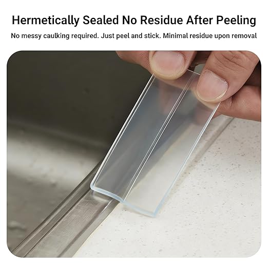 Caulk Tape Waterproof Self Adhesive, Kitchen Tape, LAVILI Toilet Sealer Around Toilet Base Waterproof Sealant Strip for Kitchen Countertop, Bathroom, Toilet, (Clear 3.7cm x 10.1Ft)
