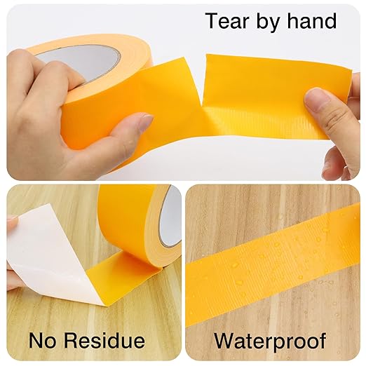 Heavy Duty Duct Tape 2 Inch X 33 Yards, 8.5 Mil Thickness, Multi Purpose Yellow Duct Tape, No Residue, Waterproof and Tear by Hand - for Repairs, Industrial, Professional Use