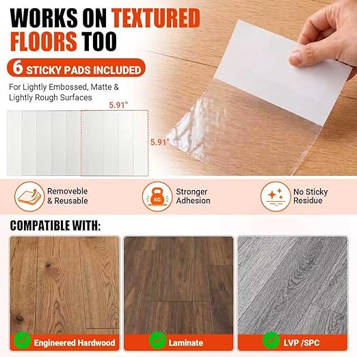 Floor Gap Fixer Tool: Flooring Repair Tool with Dual 45° Striking Surface & Suction Cup for Laminate & Vinyl Plank (LVP/SPC) Floors, Floor Gap Puller Kit with Rubber Mallet, 6 Sticky Pads & Scraper