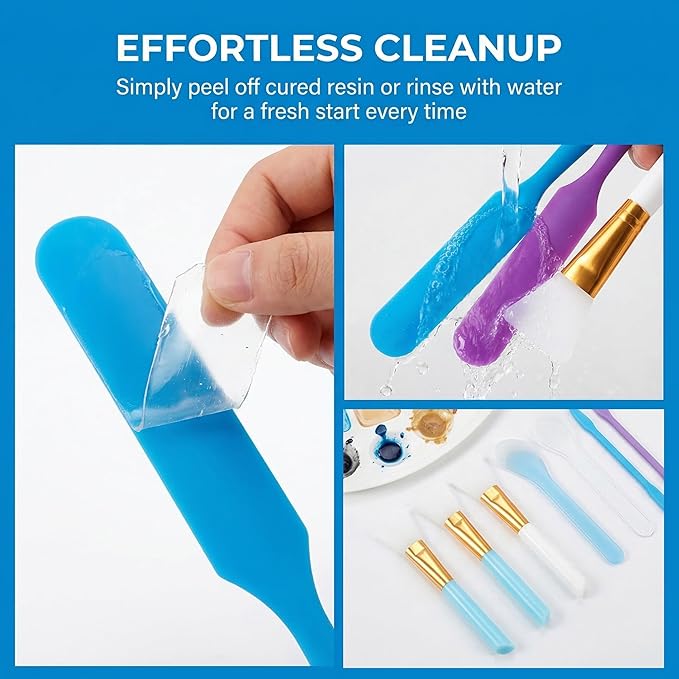 8 Pcs Silicone Stir Sticks for Resin, Paint Stir Sticks, Epoxy Brushes for Crafts, Reusable Mixing Spoons, Scraper Tools for Liquid Paint, Assorted Colors