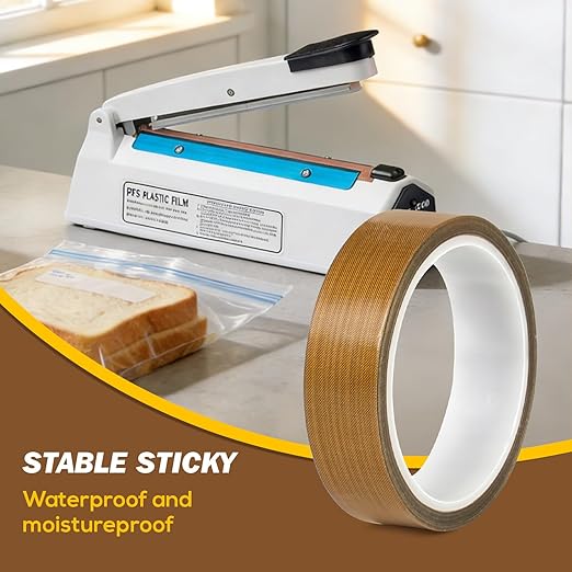 STKPACK Teflone Glass Cloth Tape (1 inch x 33 Feet x 0.18mm), High Temperature PTFE Heat Resistant Adhesive Tape Non-Stick Surface for Vacuum Sealer Machine, Heat Press, Packaging, Electrical Use