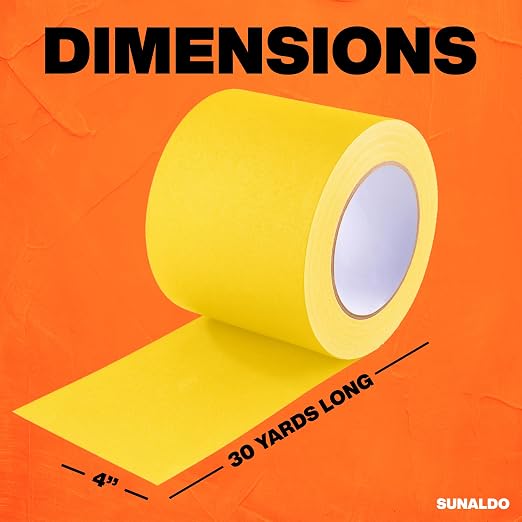 Gaffers Tape Heavy Duty, Easy to Rip, Residue-Free Professional Grade Floor Tape for Electrical Cords, Matte Finish Non Reflective, Weather Resistant (1, Yellow, 4" x 30 Yards)