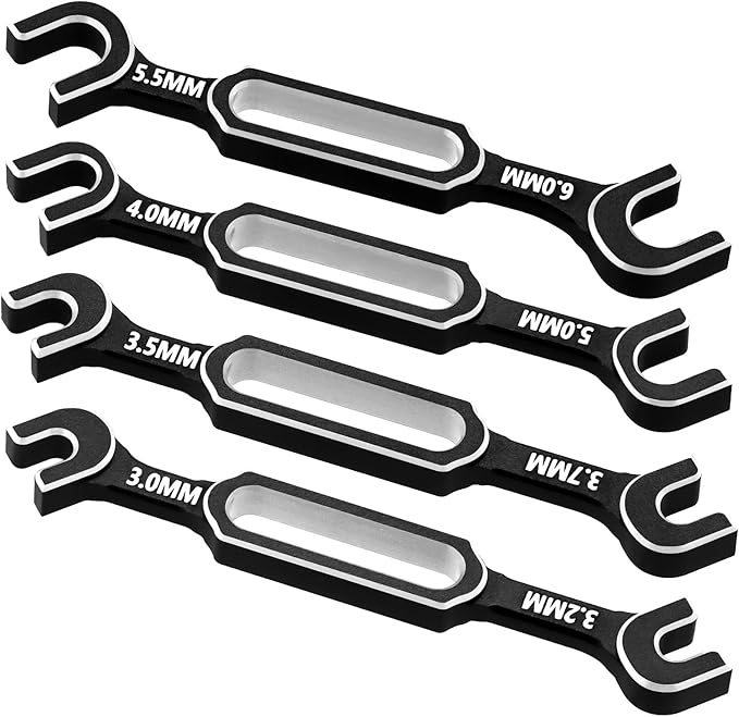 4PCS RC Wrench 3.0/3.2/3.5/3.7/4.0/5.0/5.5/6.0mm Turnbuckle Nut Ball Joint Remover RC Repair Tool for RC Crawler Car Boat Upgrade Parts, Silver