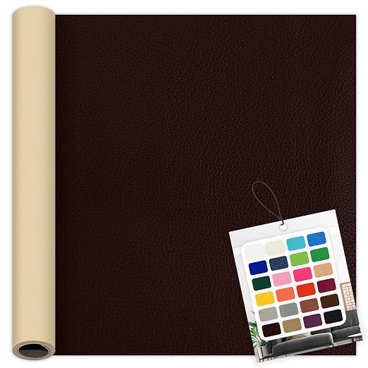 Dark Brown Leather Repair Patch, 39.3 x 19.6 Inch Self Adhesive Leather Repair Tape, Large Vinyl Leather Repair Kit for Furniture, Car Seats, Sofats, Couch, Office Chair