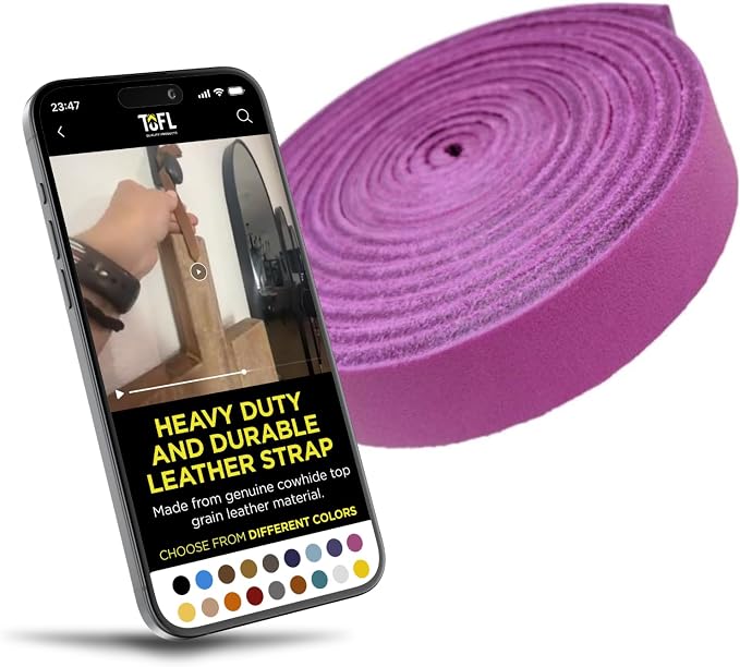 Leather Strap for Crafts & Jewelry | 72 Long × 5/8" Wide × 1/8" Thick (7-8oz) | Genuine Leather Strips for Crafts, Projects or Repairs - Magenta | 3-Pack
