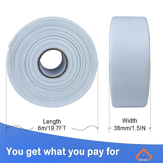 TOUSEA White Caulk Tape for Bathtub Self Adhesive,1.5" x 19.7Ft Caulk Strip for Toilet, Tub, Wall Edge -Decorative Wall Trim & Peel and Stick Backsplash Finisher - Renter Friendly, Easy Install