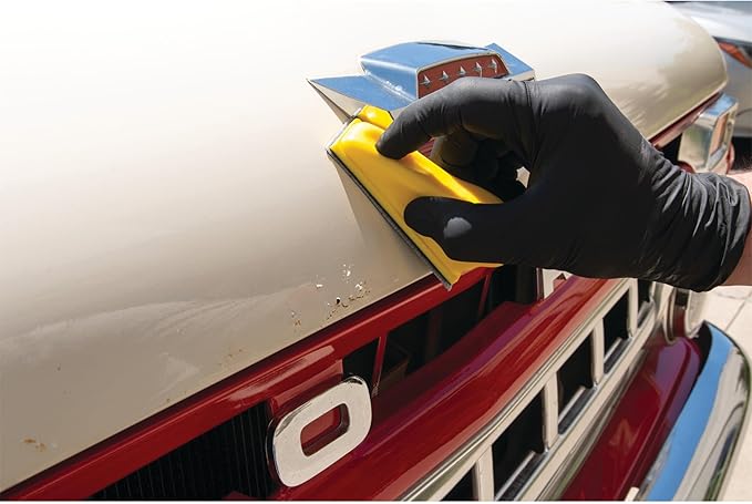 Performance Tool W60115 1 in. Detail Sanding Kit - Includes 10 Sheets of 400, 1,000, and 1,500-grit Sandpaper, Contoured Handle, Silicon Carbide, Wet and Dry Sanding, Yellow