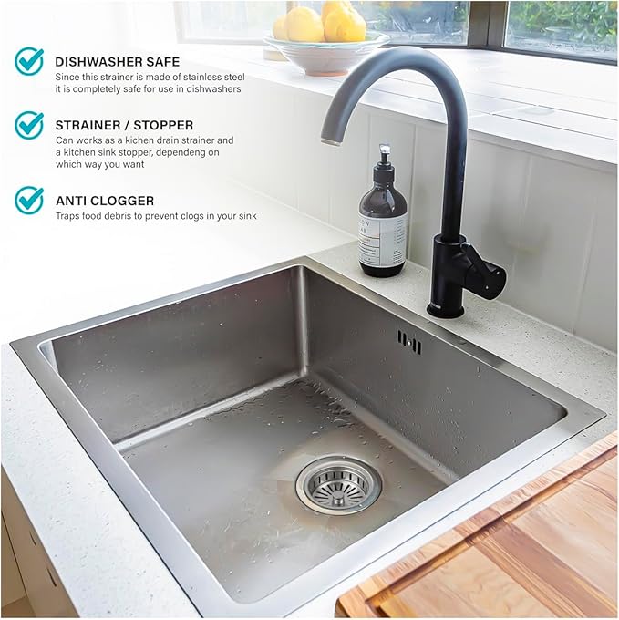 Highcraft 97353 Kitchen Sink Basket Strainer Replacement for Kohler Style Drains Stainless Steel Stopper (Can Vary in 2 Styles), 3.5" (Pack of 1)