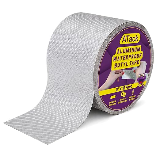 ATack Aluminum Butyl Tape Waterproof Sealing Tape 4 Inch x 16 Feet Roof Sealant for Roof and Gutter Patch, RV Repair, Metal Flashing, HVAC, Window, Pipe Sealing, Super Waterproof Thick Butyl Rubber