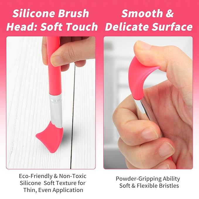 LORMAY 7 Pcs Silicone Brush Applicator Kit for UV Resin Epoxy Art Crafts and Cream Makeup Products (Red)