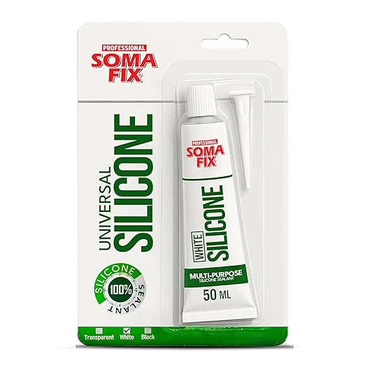 White Silicone Caulk - Easy Squeeze Caulking Tube, Silicone Sealant for Wood, Kitchen, Bathroom, Sink, Windows - Multi Purpose & Waterproof - 1.7 fl. oz (White)