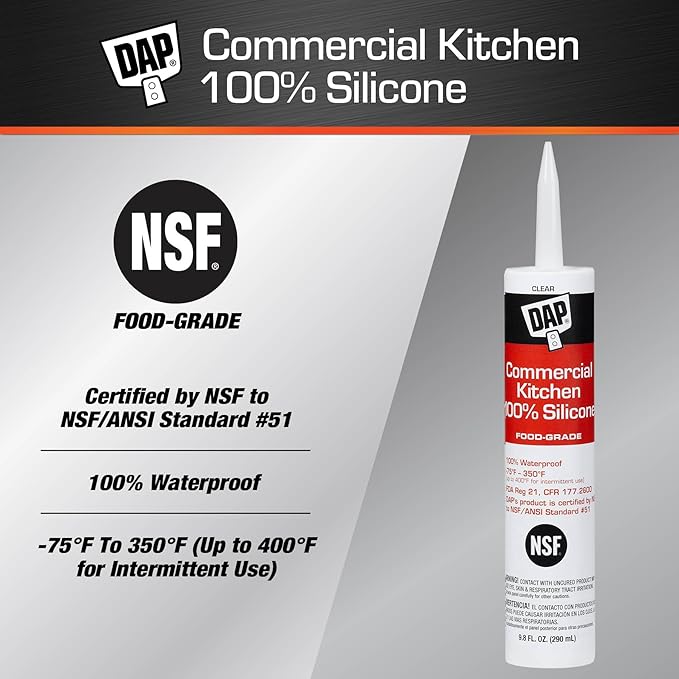 DAP Commercial Kitchen 100% Silicone Sealant, Clear, 9.8 Oz (7079808658)