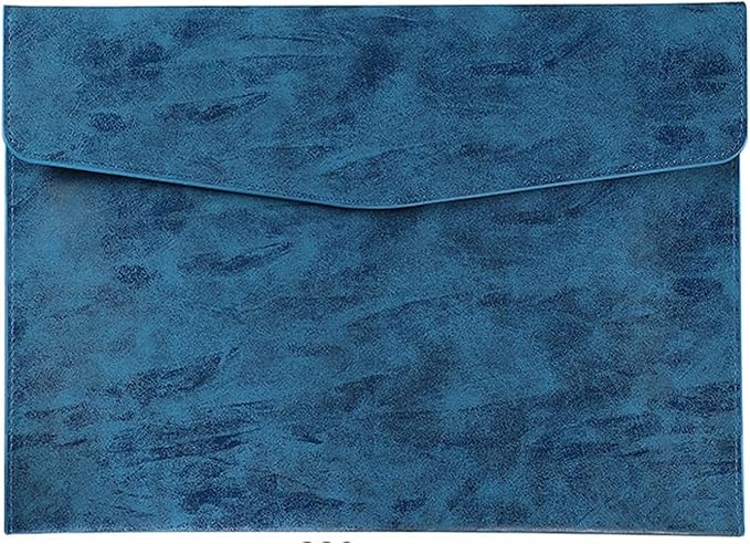 PU Leather A4 File Folder Document Holder Waterproof Portfolio Envelope Folder Case with Snap Closure Blue