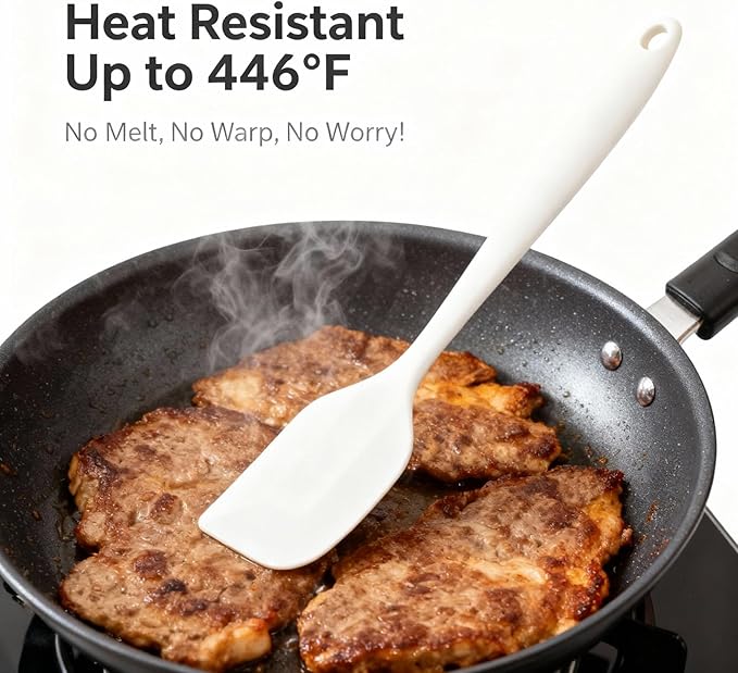 Flexible Silicone Spatula - Heat Resistant Kitchen Utensils for Baking, Cooking, Mixing & Scraping | Premium, Sturdy & Non-Scratch Tool for Non-Stick Pans