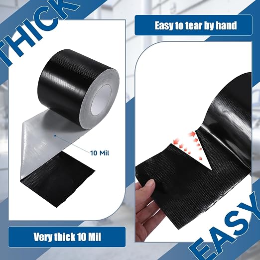 Outdoor Waterproof Repair Tape, Heavy Duty UV Proof Patch for RV, Awning, Tent, Tarp, Boat Cover and Fabric Repair, Black 4 in x 180 ft