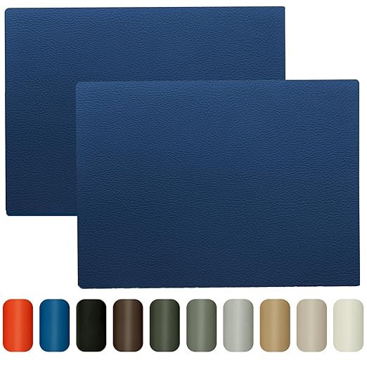 Leather Repair Patch 8x11 inch 2 Pcs, Self Adhesive Vinyl Repair Patch Kit, Leather Patches for Furniture, Couches, Car Seats, Cabinets, Wall, Handbags - Navy Blue