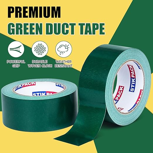 Colored Duct Tape, 2 Rolls Heavy Duty Dark Green Duct Tape 9 Mil x 2 Inch x 25 Yards Flexible, Strong, No Residue, Waterproof and Tear by Hand, Multi-Use for Indoor & Outdoor Repairs