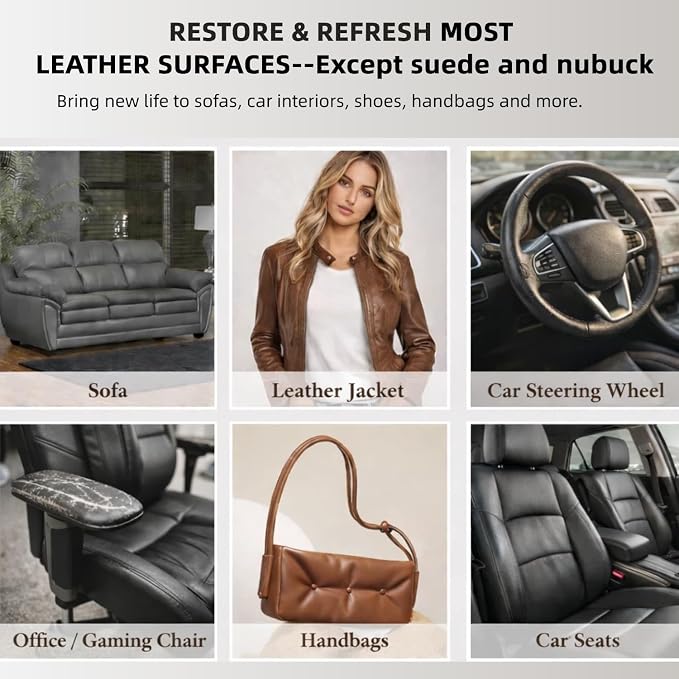 Leather Recoloring Balm 3.53Oz, 12H Quick-Dry Leather Vinyl Repair Cream Kit for Furniture, Couches & Car Seats- Restore Scratched, Faded, & Damaged Surfaces, Waterproof Restorer White
