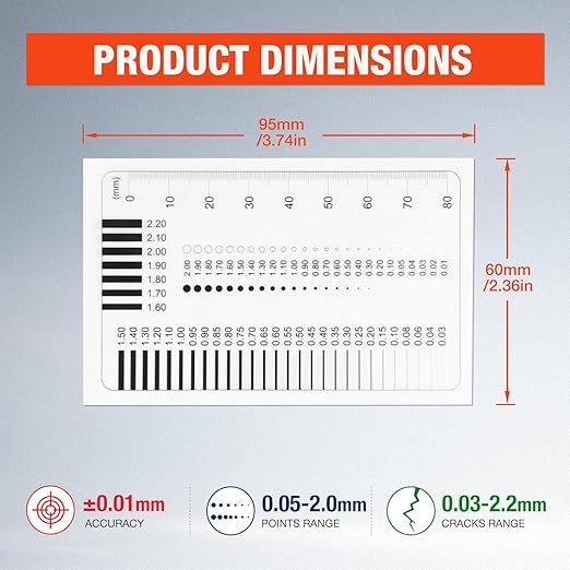 Concrete Crack Width Ruler, Clear Crack Width Gauge High-Precision Measurement Tool for Precise Inspection of Surface Defects (3 Piece)